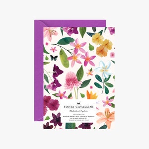 Card, papergoods, stationery, greeting card, Flowers postcard, vintage, floral, illustration, watercolor, carta postal, flores image 2