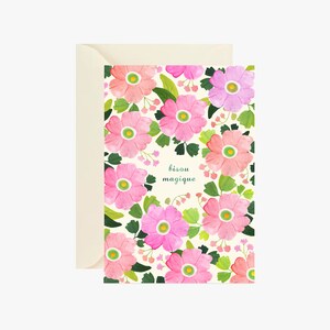 Cartes fantaisie, lot de 5 cartes carte postale, carte motif fleur, carte de vœux, célébration, carte à message, anniversaire, aquarelle image 2