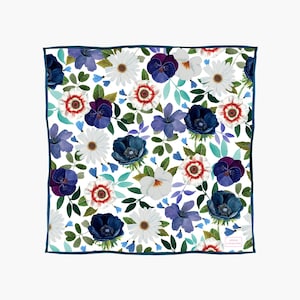 handkerchief, Floral fabric, liberty, cotton fabric, reusable handkerchief, zero waste, flowers illustration, birthday gift, christmas gift