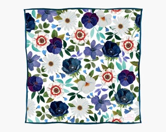 Zakdoek met Liberty-patroon, katoenen stof, herbruikbare zakdoek, zero waste, bloemenpatroon, verjaardagscadeau, milieuvriendelijk, Kerstmis