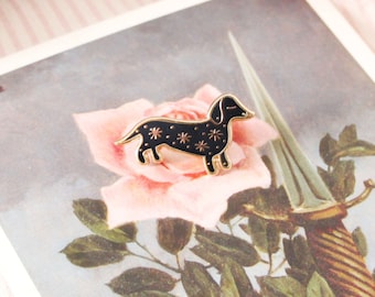 Enamel Pins, dachshund, sausage dog, gold metal, gold, brooch, accessory, clothes, pins, little gift, moon pins, galaxy, cat lover, magic