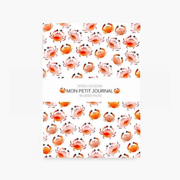 Notebook, journal, diary, crab, A6, stationery, carnet, summer, travel notebook, papergoods, sea, ocean, cute stationery