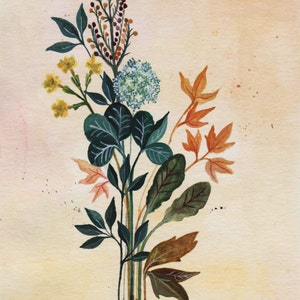 Cartel de flores, Impresión, dibujo, decoración, A4, casa, flores, ramo, bellas artes, arte, cartel vintage, Navidad imagen 2