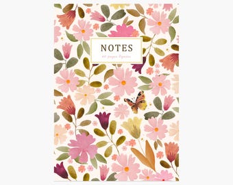 Quaderno a fiori A5, quaderno, quaderno per appunti, piccolo quaderno, quaderno a righe, motivo liberty, regalo di compleanno, cancelleria floreale, ritorno a scuola