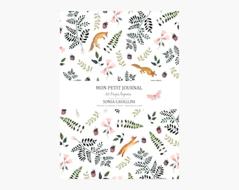 Notebook, fox, vintage, journal, diary, gift, floral, A6, handmade, stationery, botanical, back to school, Tagebuch, Notizbuch, cuaderno