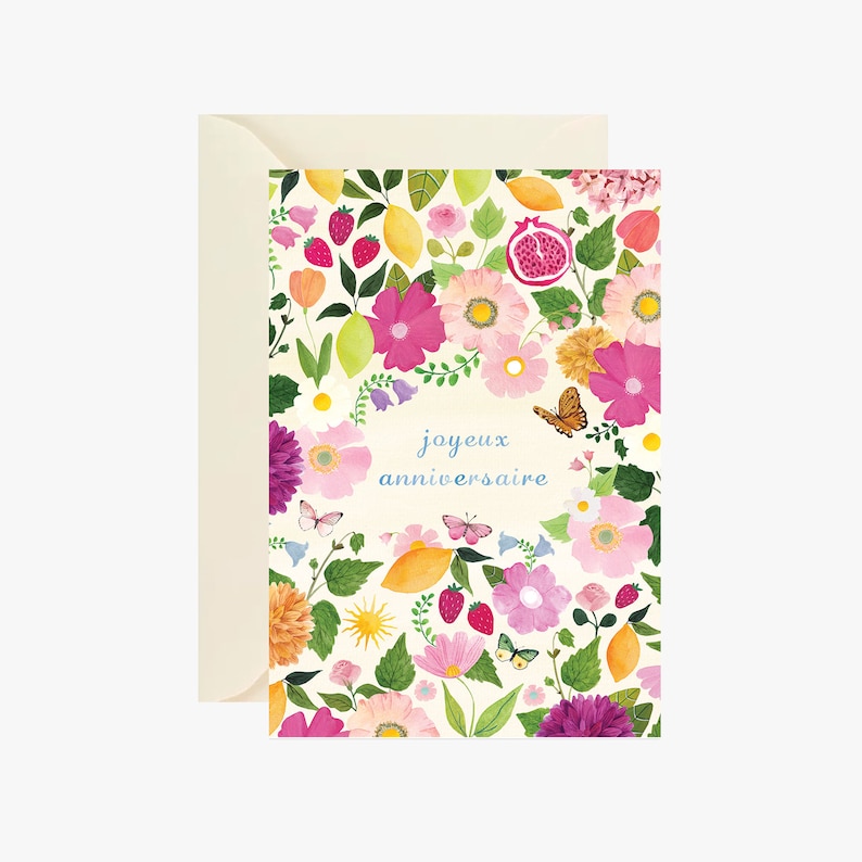 Cartes fantaisie, lot de 5 cartes carte postale, carte motif fleur, carte de vœux, célébration, carte à message, anniversaire, aquarelle image 5