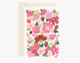 Hello card, fancy stationery, postcard, flower pattern card, greeting card, celebration, message card, birthday, watercolor