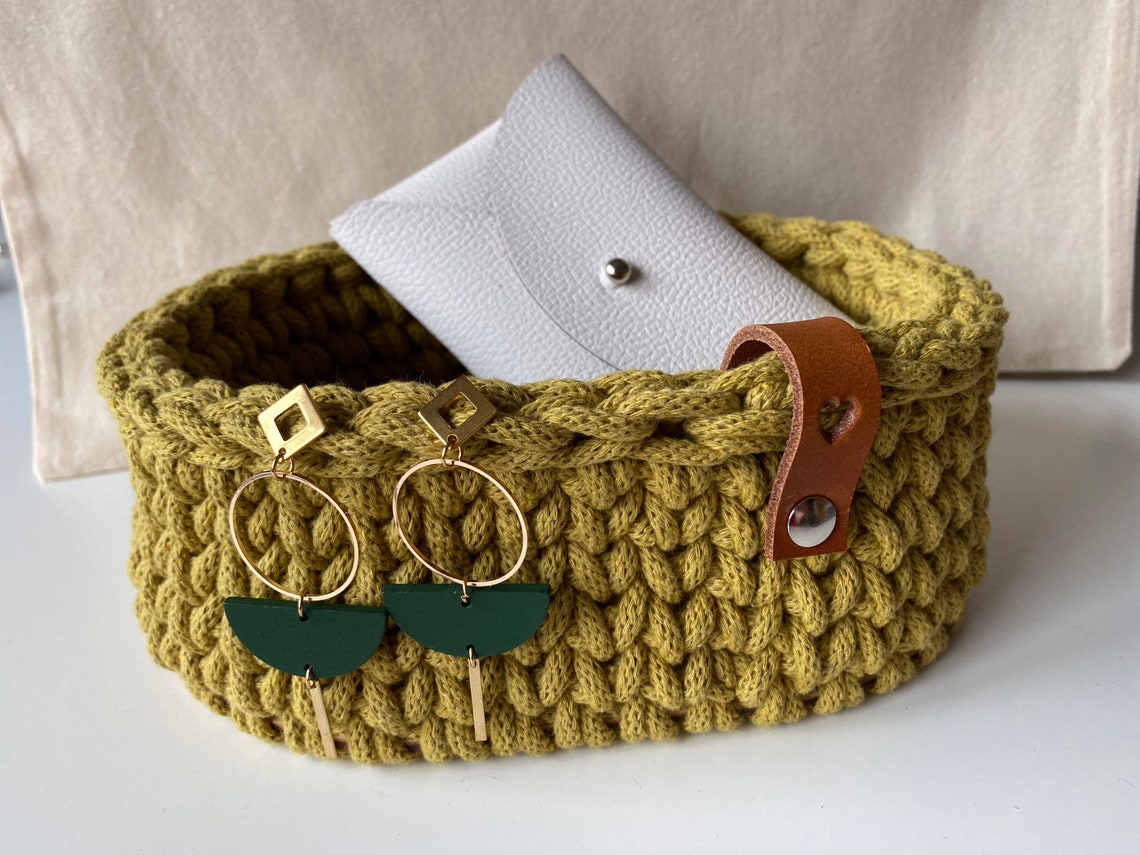 Crochet Sturdy Basket With Wooden Bottom Etsy