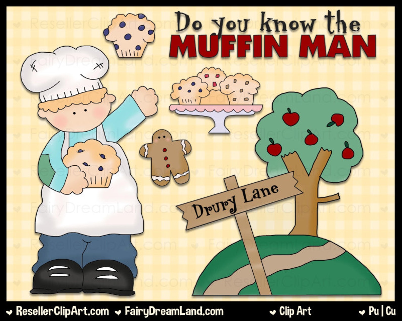 The Muffin Man Digital Clip Art Commercial Use Graphic Image Etsy Israel