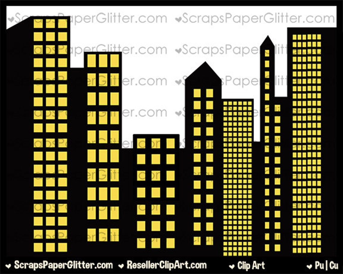 Superhero Skyline Clip Art Digital Clipart Images - Etsy