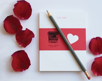 Notepad  -  love note  -  typed on a vintage Underwood typewriter