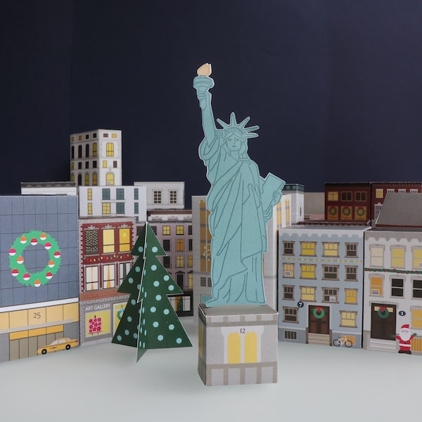 NYC Christmas Countdown Advent Calendar: Paper Cityscape Kit
