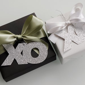 xo Gift Tags with Envelopes Silver or Gold Glitter Set of 6 image 4