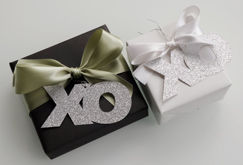 xo Gift Tags with Envelopes Silver or Gold Glitter Set of 6 image 4