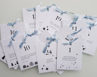 Printable Christmas Countdown Cards: Inspirational Quotes, Family Activity (PDF File)