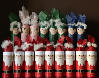 Cheerful Toilet Paper Roll Characters - Santas and Elves - PDF