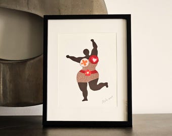 Niki de Saint Phalle Inspired Paper Collage: Rosé Glitter Corset Nana Art