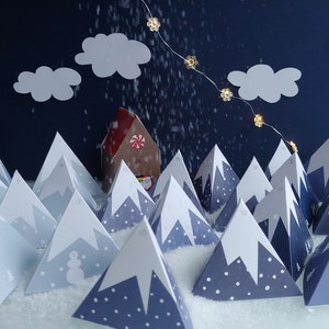 Catena montuosa delle meraviglie invernali - Conto alla rovescia per Natale - File PDF stampabile - Calendario dell'avvento fai da te - Regalo pre-natalizio - Divertimento in famiglia