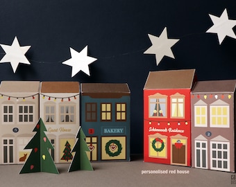 Personalized Small Town Advent Calendar: Printable Christmas Countdown (PDF File)