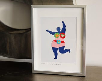 Niki de Saint Phalle Inspired Handmade Paper Collage Art