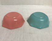 Hazel Atlas Ripple or Crinoline Pattern Cereal Bowl, Set of 2, Pink and Blue