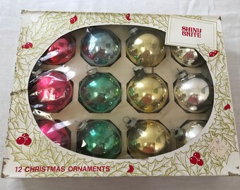 Shiny Brite Christmas Ornaments - Set of 12 with Box