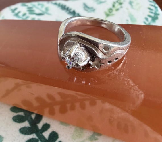 Sterling Silver Celestial Spiral Ring - Amethyst … - image 8