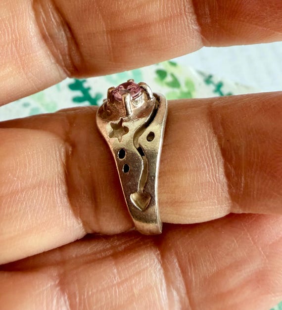 Sterling Silver Celestial Spiral Ring - Amethyst … - image 9