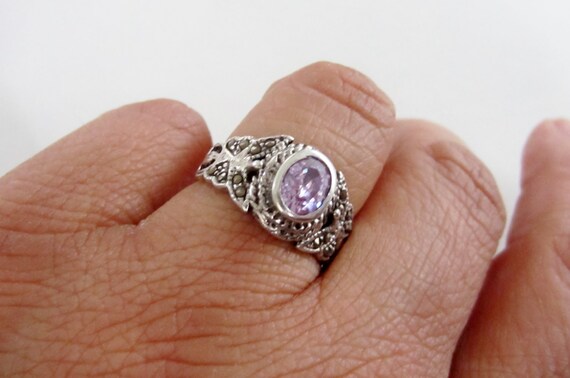 Exquisite Vintage Sterling Silver, Amethyst and M… - image 3