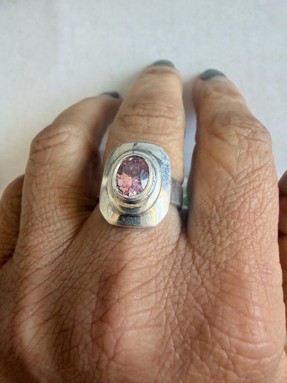 Bold Modernist Statement Ring, Heavy Sterling Sil… - image 1