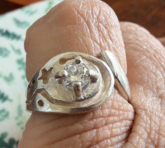 Sterling Silver Celestial Spiral Ring - Amethyst … - image 12