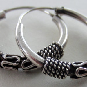 Vintage Oxidized Sterling Silver Hoops