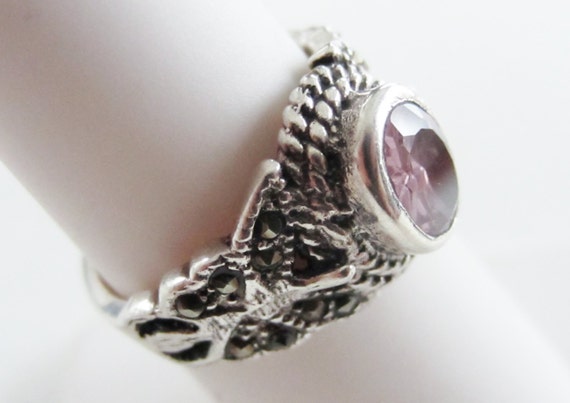 Exquisite Vintage Sterling Silver, Amethyst and M… - image 2