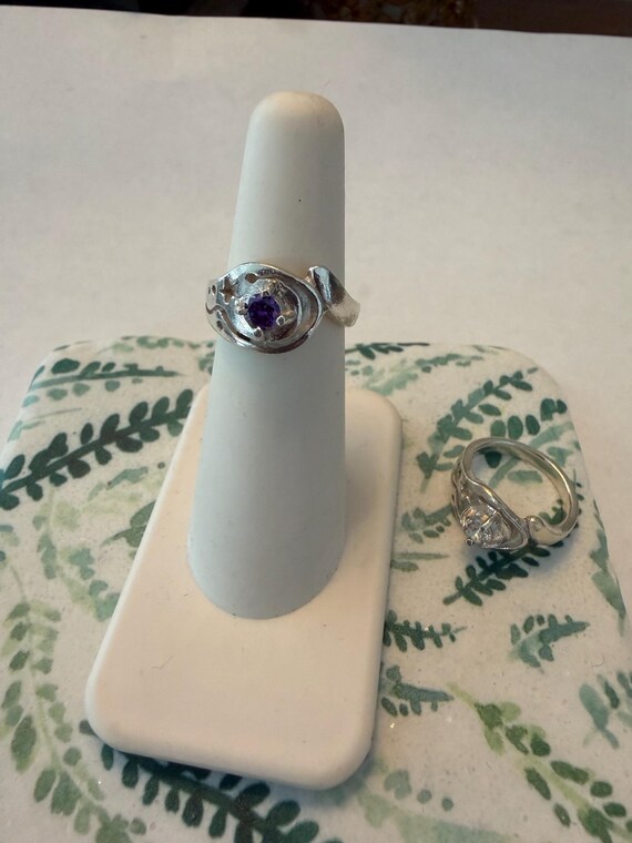 Sterling Silver Celestial Spiral Ring - Amethyst … - image 6