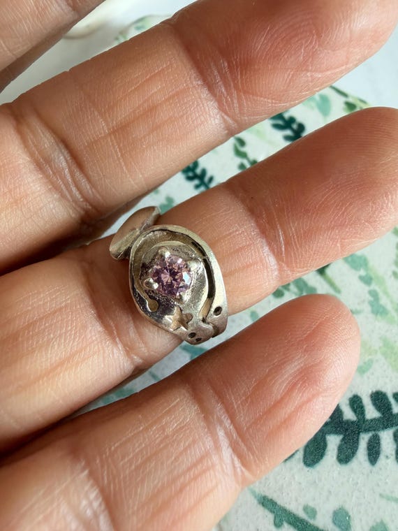 Sterling Silver Celestial Spiral Ring - Amethyst … - image 11