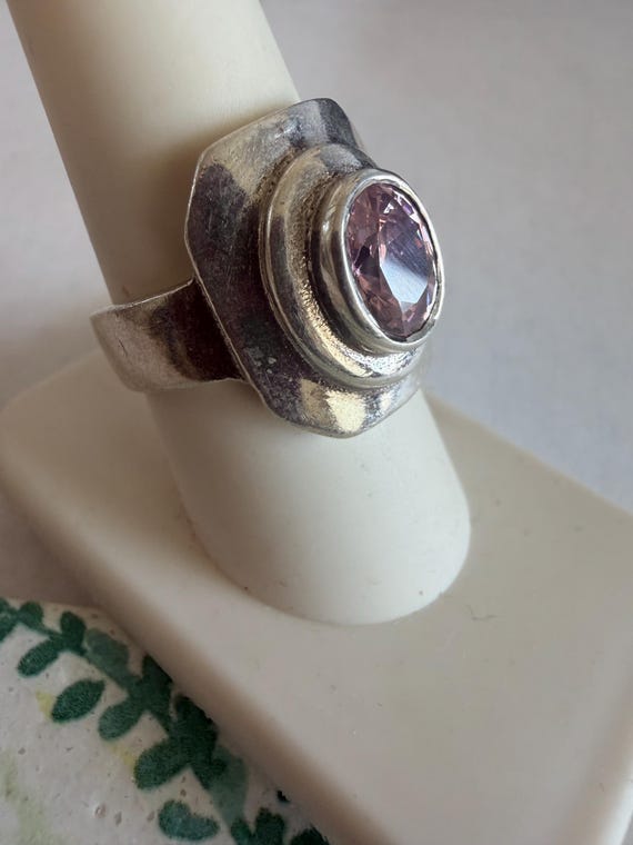 Bold Modernist Statement Ring, Heavy Sterling Sil… - image 3