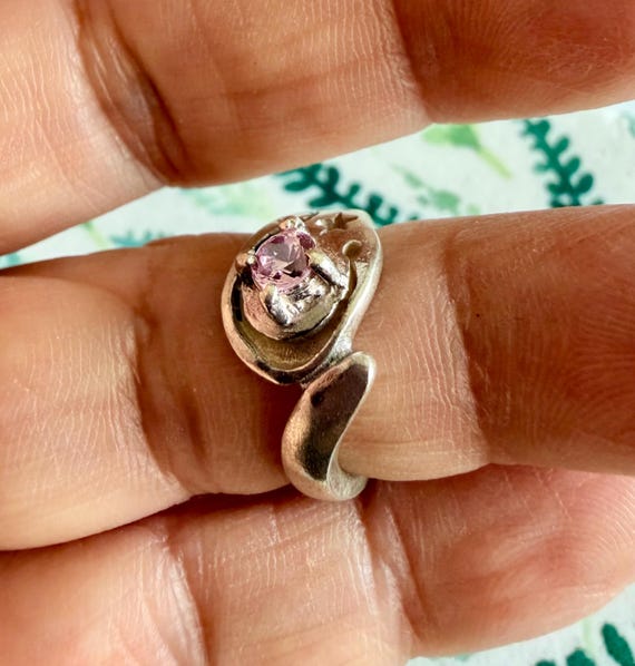 Sterling Silver Celestial Spiral Ring - Amethyst … - image 5