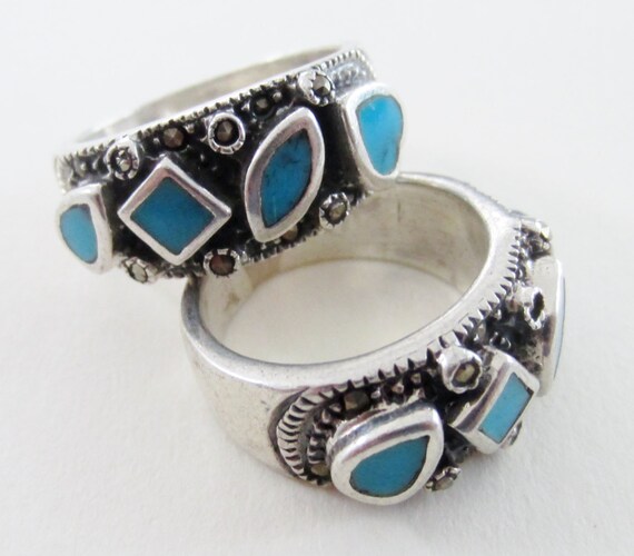 Oxidized Silver & Turquoise Commitment Ring - image 4