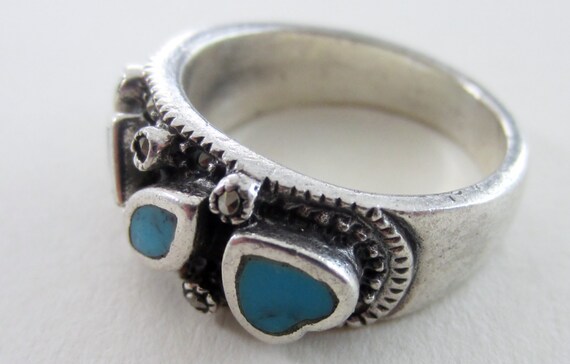 Oxidized Silver & Turquoise Commitment Ring - image 3