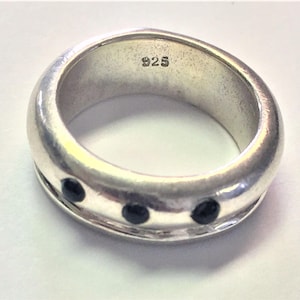 Handcrafted Artisan Sterling Silver and Onyx Band