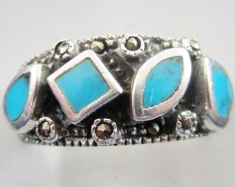 Oxidized Silver & Turquoise Commitment Ring