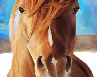Brown Horse in the Wind, Art Print