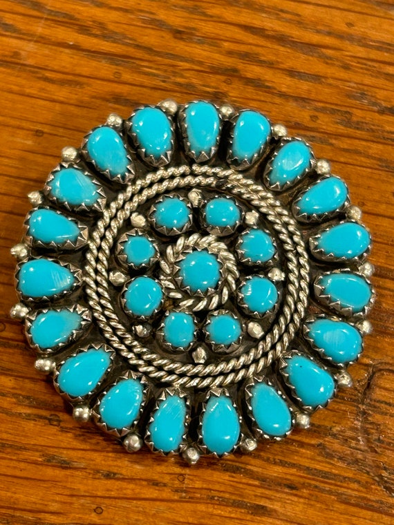 Zuni turquoise sterling silver pin