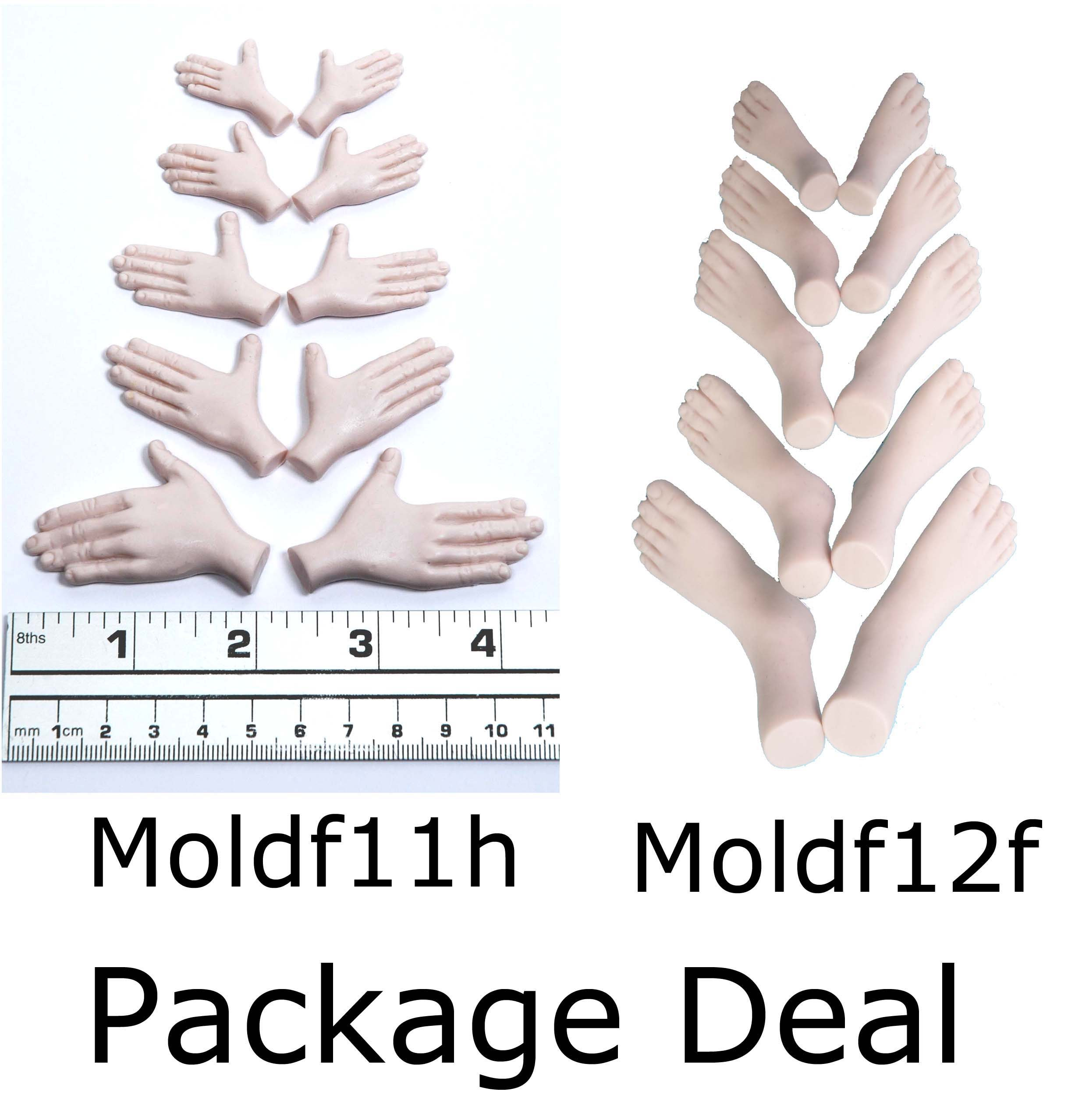 Moldf11h,moldf12f Package Deal, Hand Mold, Feet Mold by Maureen Carlson. 