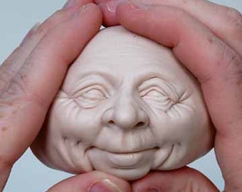 Moldf4 - 3 inch Face, a Jolly Male face mold for Santas, Clowns, Leprechauns, Elves and more by Maureen Carlson