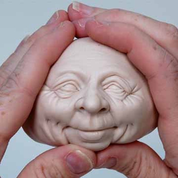 Moldf4 - 3 inch Face, a Jolly Male face mold for Santas, Clowns, Leprechauns, Elves and more by Maureen Carlson