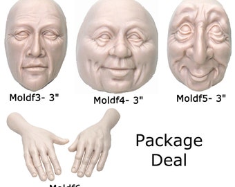 Moldf11h 3/4 to 1 1/2, 5 Small Hand Mold, by Maureen Carlson. Use With 3/4  2 Face Molds and Foot Mold F12F 