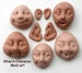 Moldwf1 - 5- 1' whimsical faces, each 1-inch face mold designed by Maureen Carlson 