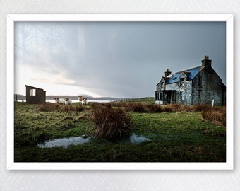 Rams, Scotland, Windy, Landscape, Dark, Moody, Rain, Atmospheric, Home decor, Wall art, Home, Minimal, Print, Art