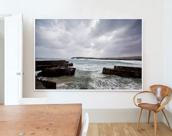 Scotland, Windy, Landscape, Ocean, Dark, Moody, Rain, Atmospheric, Home decor, Wall art, Home, Minimal, Print, Art